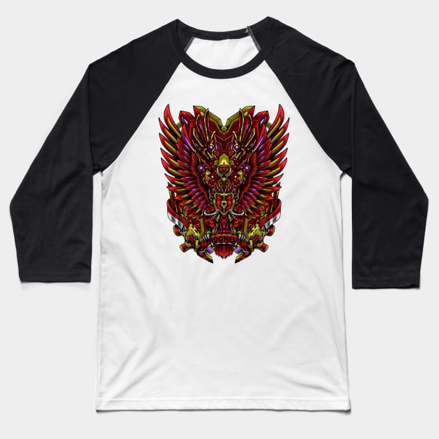 Mecha Garuda Baseball T-Shirt by aleoarts